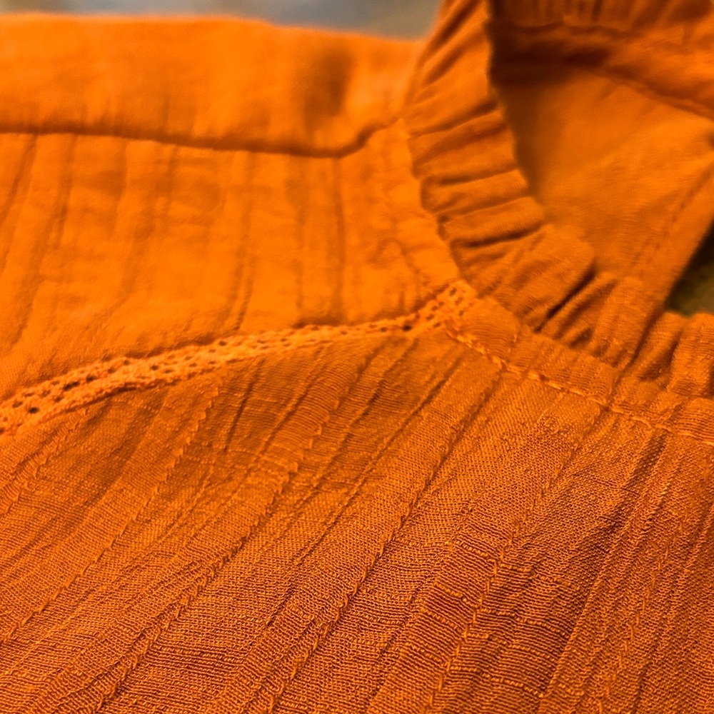 Rust Orange Ruffle Sleeve Blouse - Picture 3 of 6